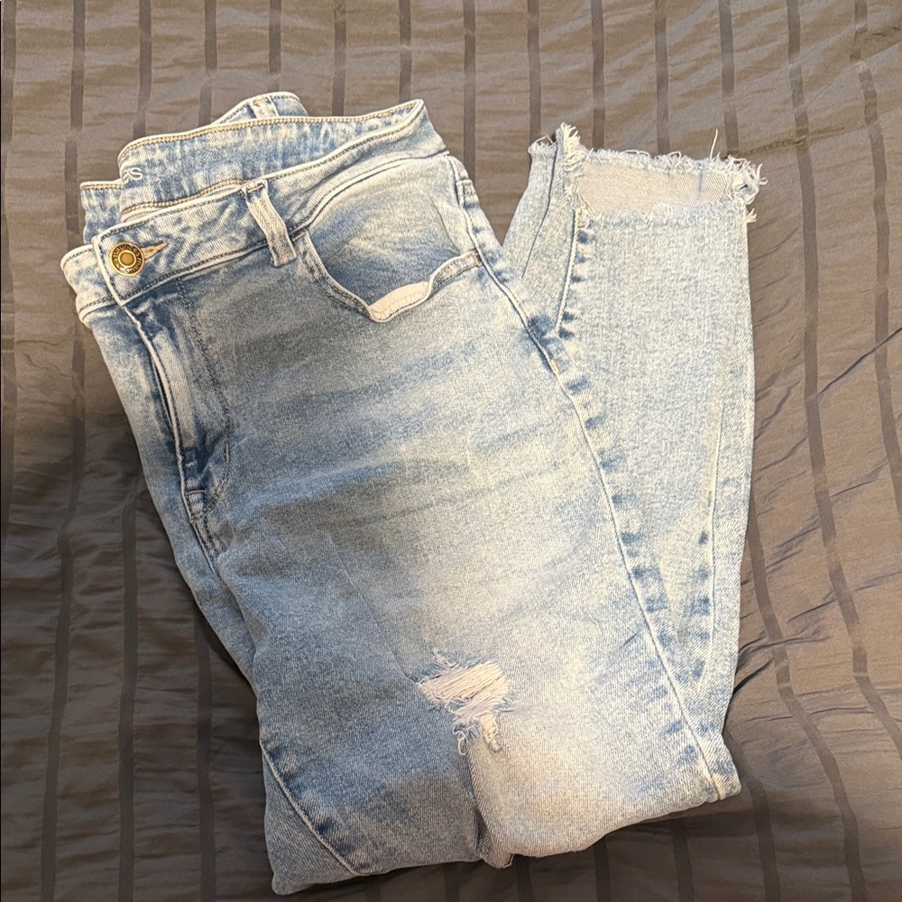 Maurices Light Wash Distressed Ankle Jeans